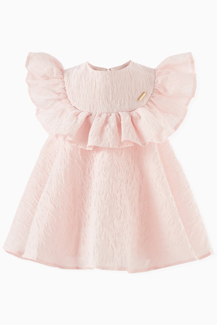 

Ruffle Flared Dress in Cotton-blend, Pink