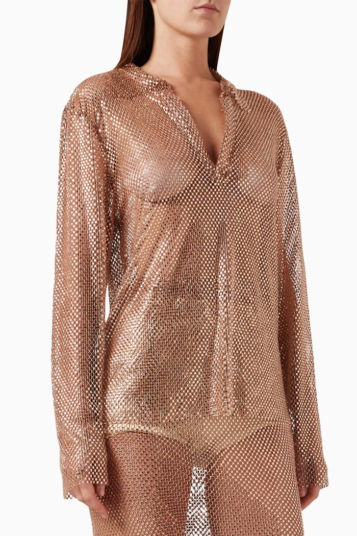 

Rhinestone-embellished Shirt, Neutral