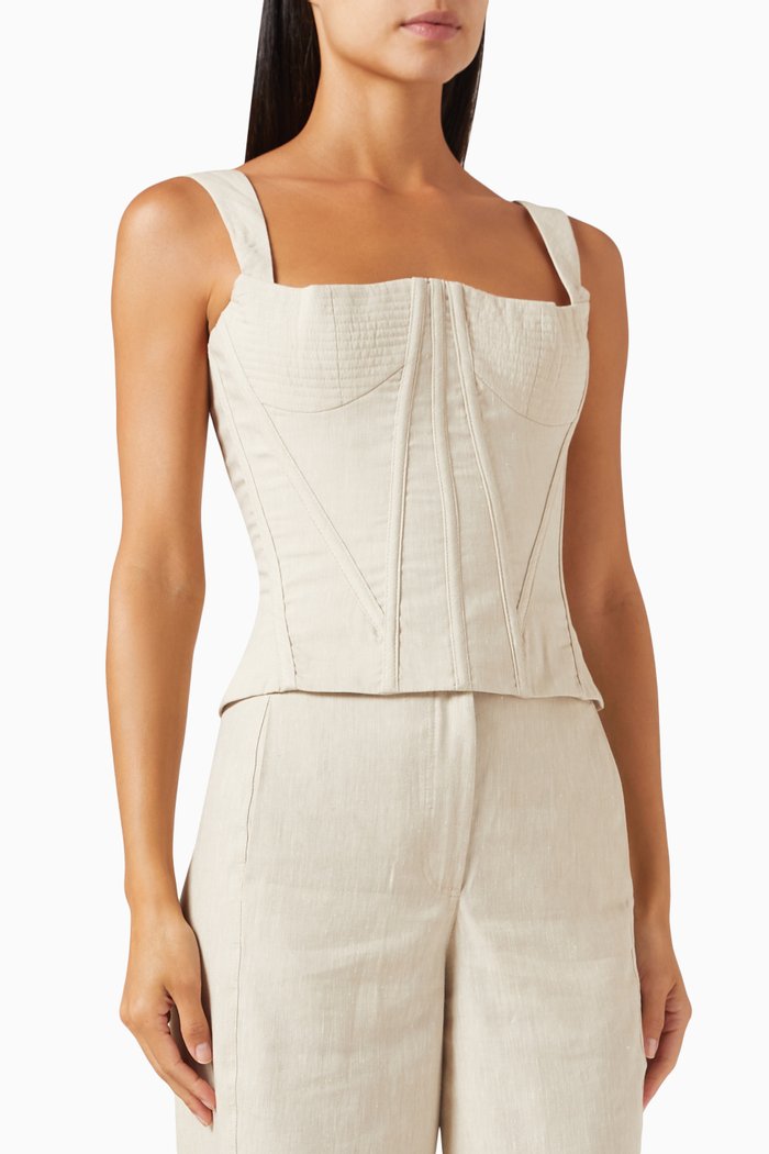 

Bustier Corset Top in Linen, Neutral