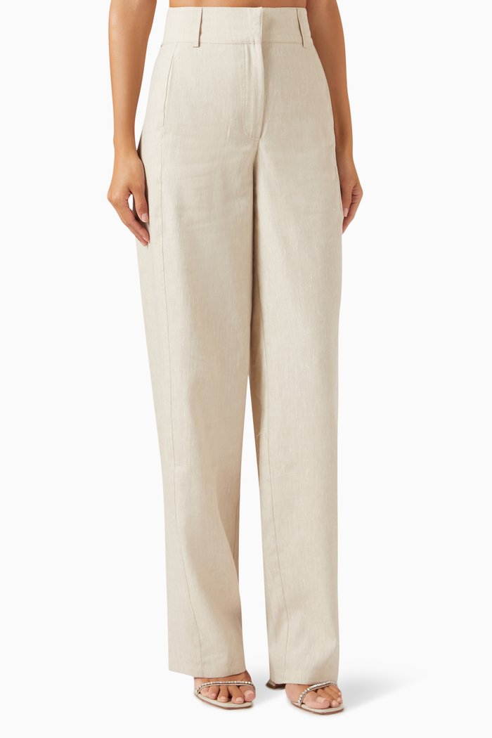 

Straight-fit Pants in Linen, Neutral