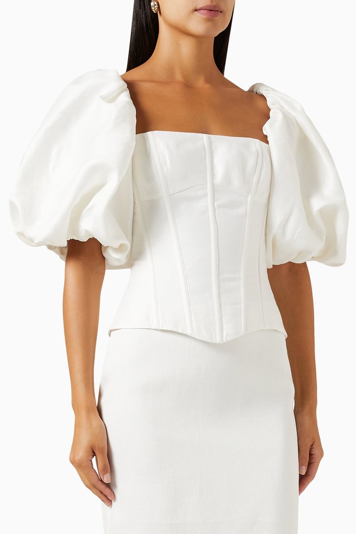 

Bustier Corset Top in Linen, White
