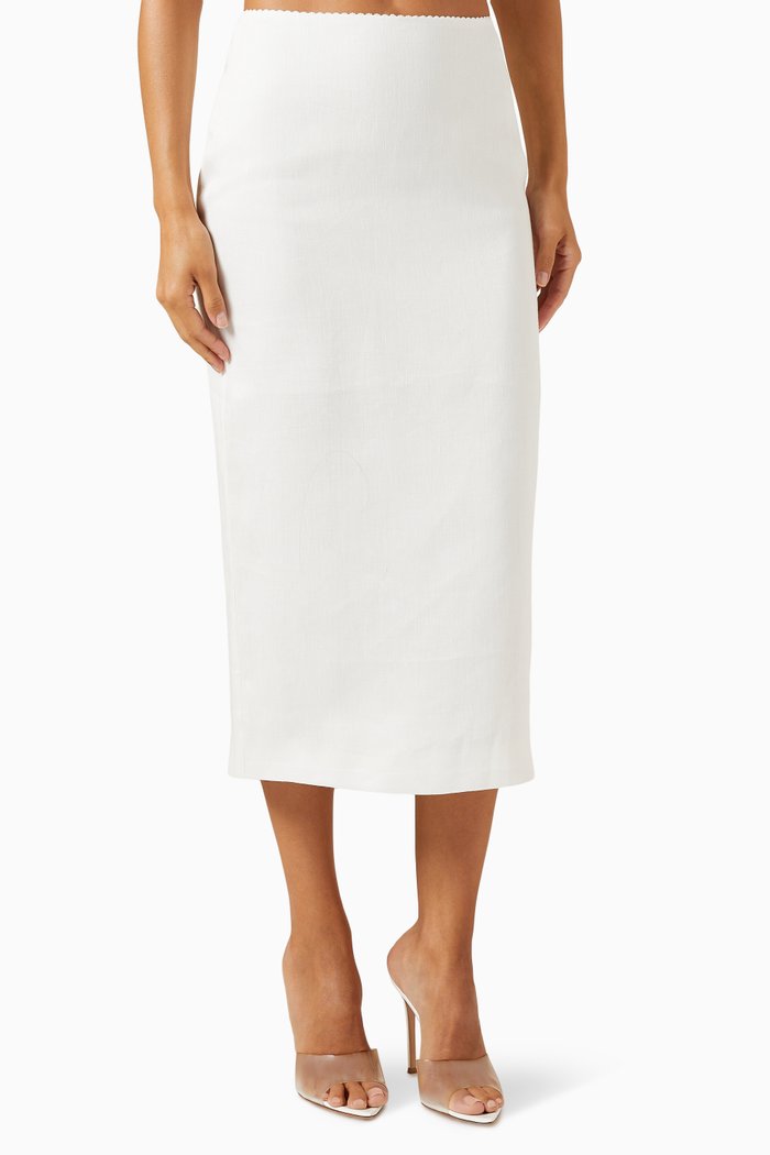 

Midi Skirt in Linen, White