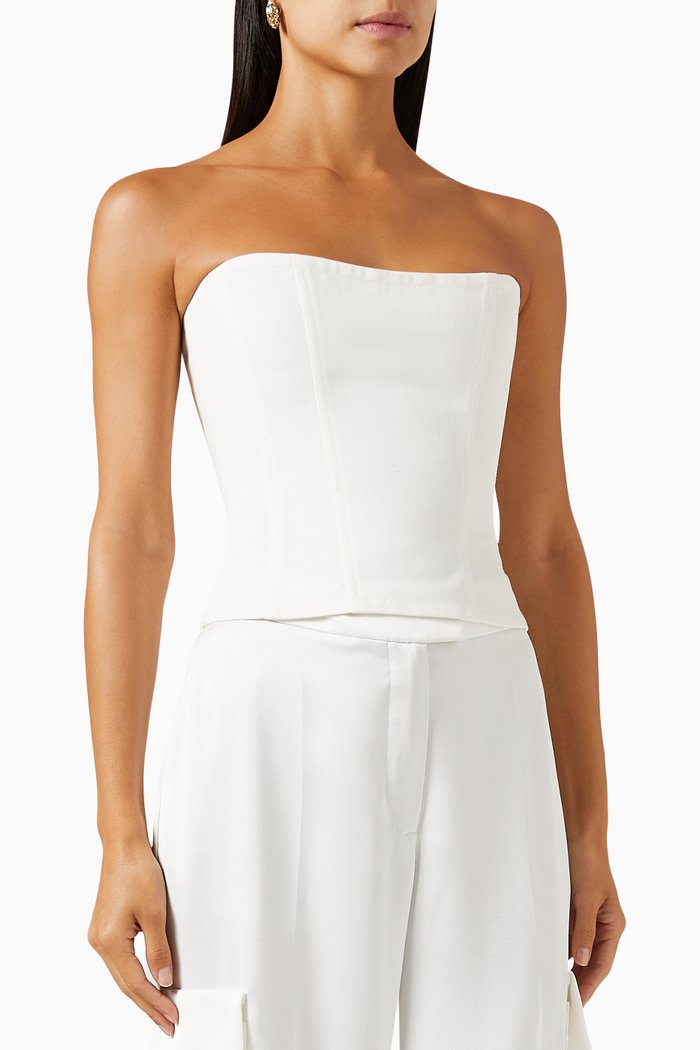 

Corset Top in Denim, White