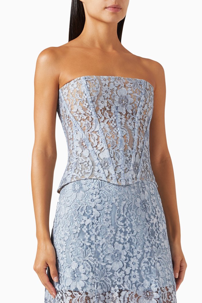 

Bustier Corset Top in Lace, Blue