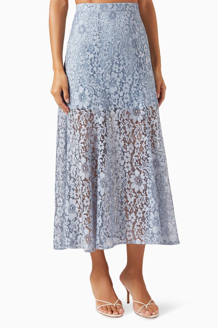 

Midi Skirt in Lace, Blue