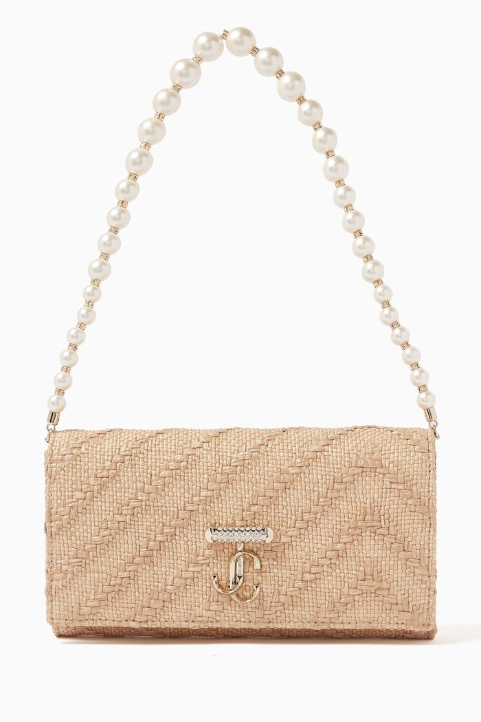 

Avenue Chain Wallet in Raffia, Brown