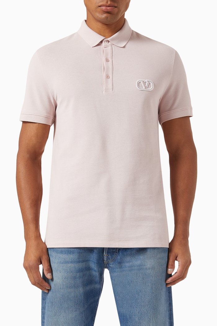 

Valentino Garavani VLogo Signature Patch Polo Shirt, Grey