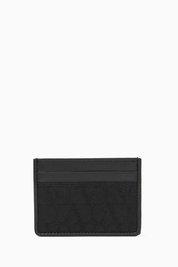 

Valentino Garavani Card Holder in Toile Iconographe Technical Fabric, Black
