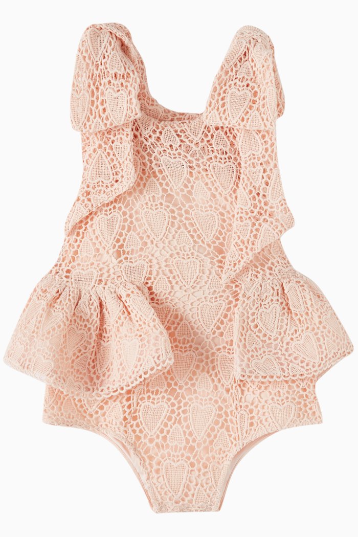 

Paper Doll Bodysuit in Lace, Pink