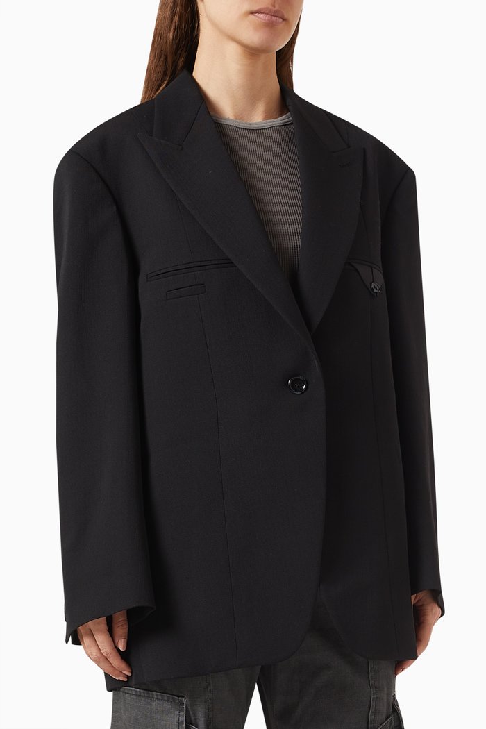 

Relaxed-fit Suit Jacket in Wool-blend, Black