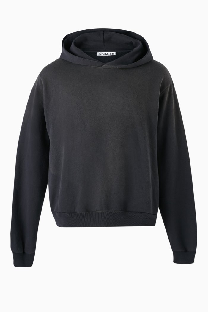 

Unisex Logo-print Hoodie in Organic Cotton-blend, Black