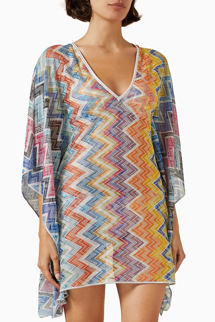 

Zigzag-motif Mini Cover-up in Viscose-blend, Blue