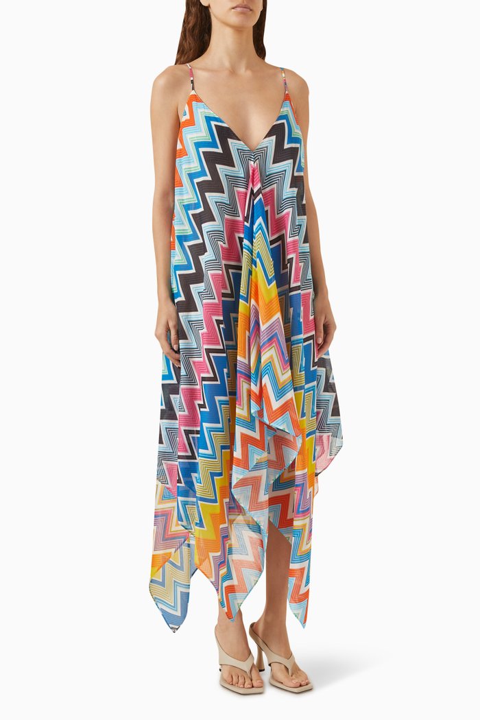 

Chevron Cover-up in Viscose Blend, Blue