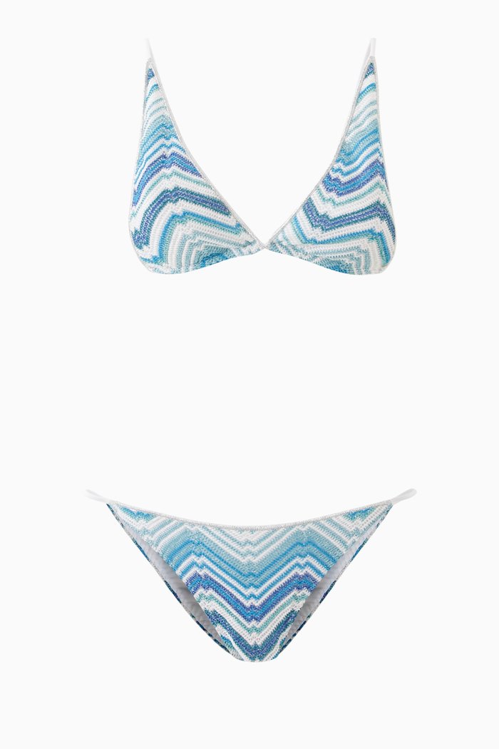 

Chevron-motif Bikini Set, Blue
