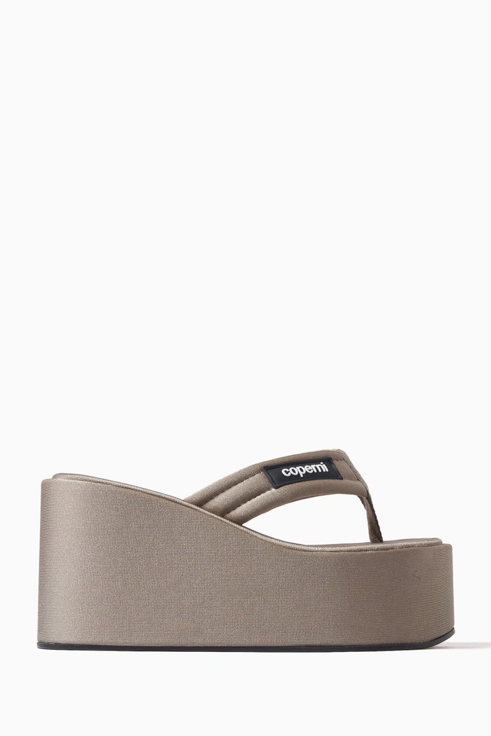 

Branded Wedge Sandals, Grey