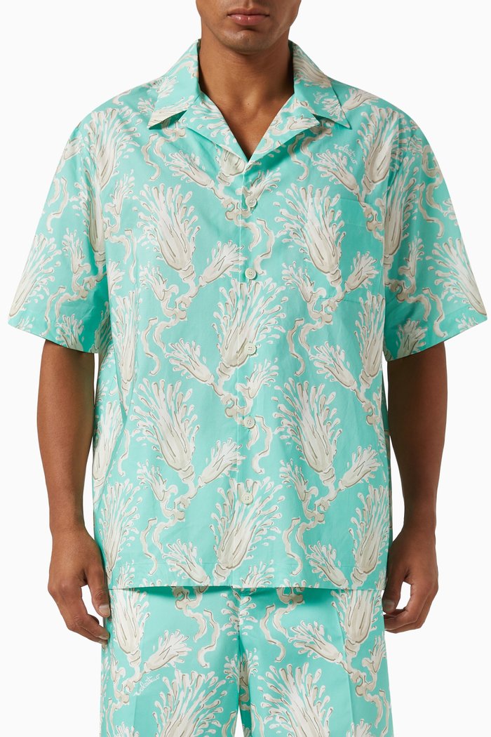 

Valentino Garavani Metamorphos Wheatsheaf Bowling Shirt in Cotton, Multicolour