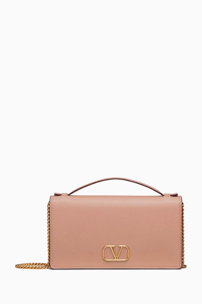 

Valentino Garavani VLogo Wallet in Signature Grainy Calfskin, Pink
