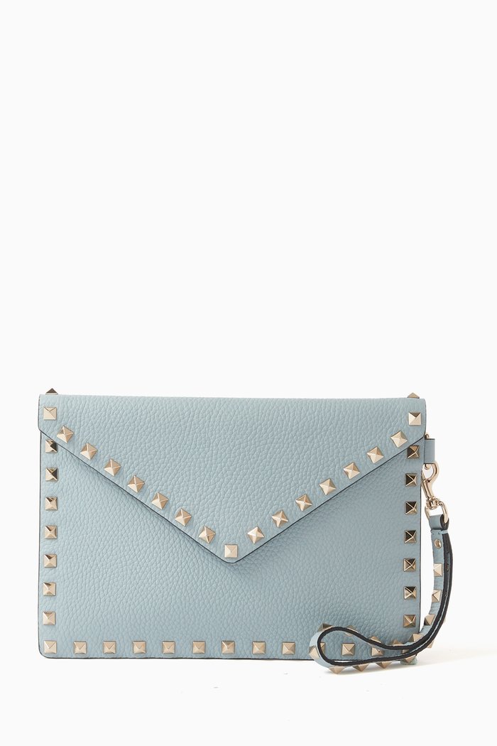 Valentino Garavani Rockstud Pouch in Leather, Blue