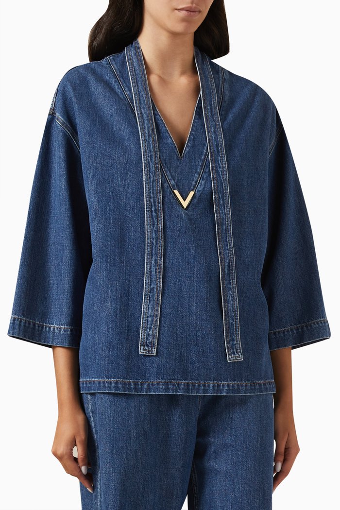 

Valentino Garavani V-hardware Kaftan in Denim, Blue