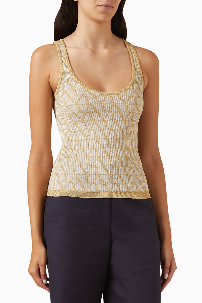 

Valentino Garavani Toile Iconographe Tank Top, Metallic