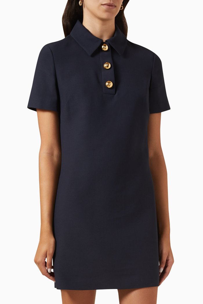 

Valentino Garavani Buttoned Mini Dress in Crepe Couture, Blue