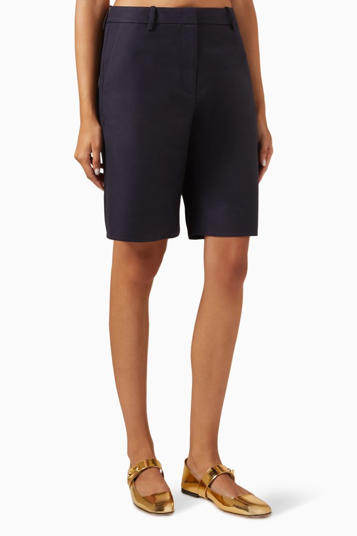 

Valentino Garavani Bermuda Logo Shorts in Gabardine, Blue