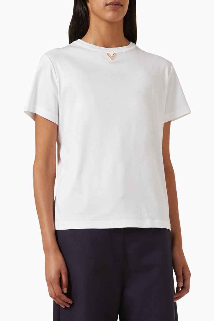 

Valentino Garavani VLOGO T-shirt in Cotton-jersey, White
