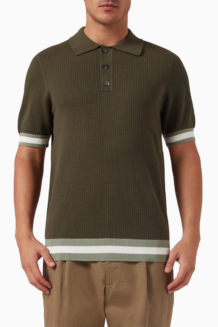 

Quinn Polo Shirt in Open Knit, Green