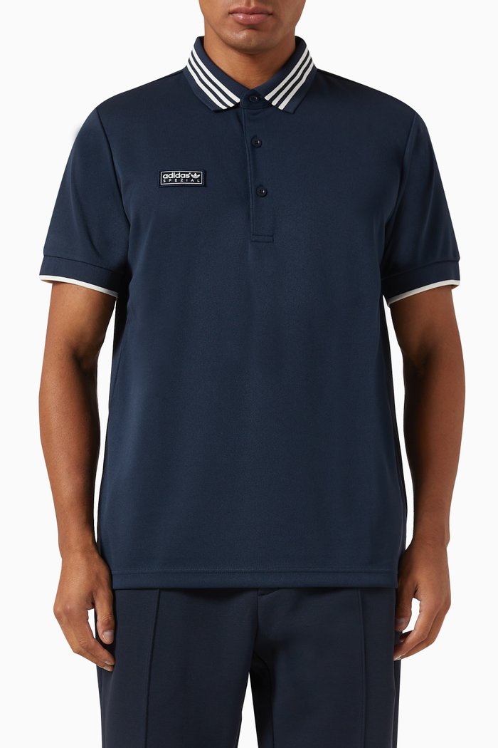 

SPZL Logo Polo Shirt in Doubleknit, Blue