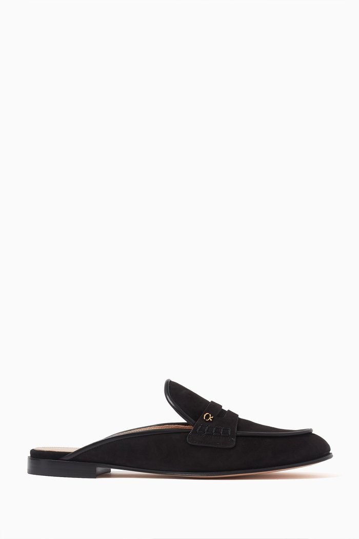 

Florio Mule-style Loafers in Suede, Black