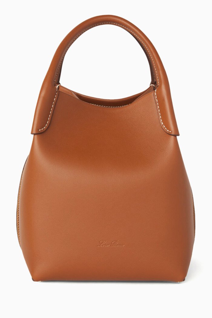

Small Bale Bucket Bag in Smooth Calfskin, Brown