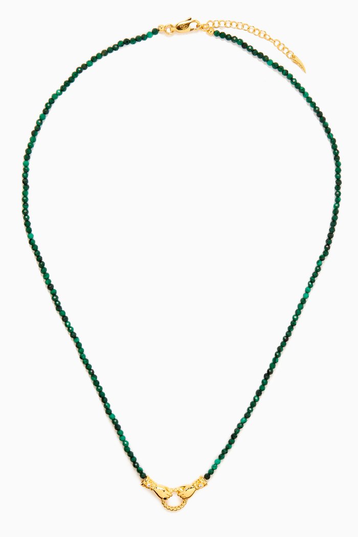 

Harris Reed in Good Hands Mini Beaded Gemstone Necklace in 18kt Recycled Gold-plated Brass, Green
