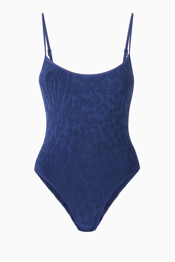 Low Palace One-piece Swimsuit in Authentic Crinkle™ Fabric, Blue