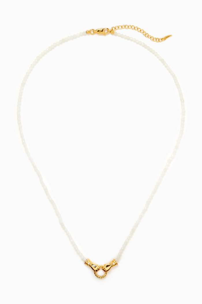 

Harris Reed In Good Hands Mini Beaded Gemstone Necklace in 18kt Recycled Gold-plated Brass, White