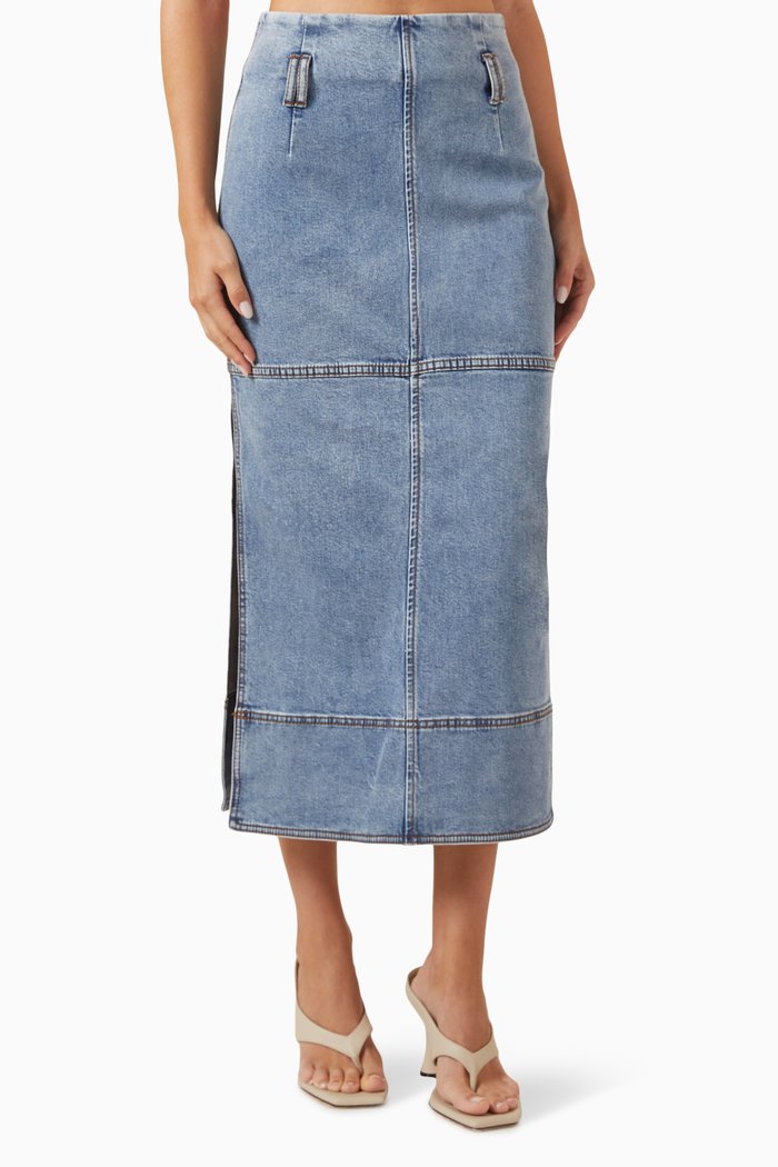 

Outline Midi Skirt in Cotton-denim, Blue