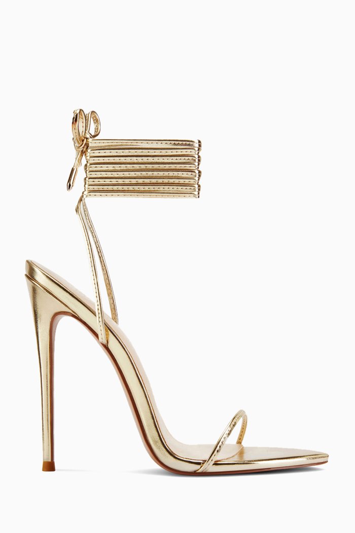 

Luce 120 Minimale Lace-up Sandals in Vegan Leather, Gold