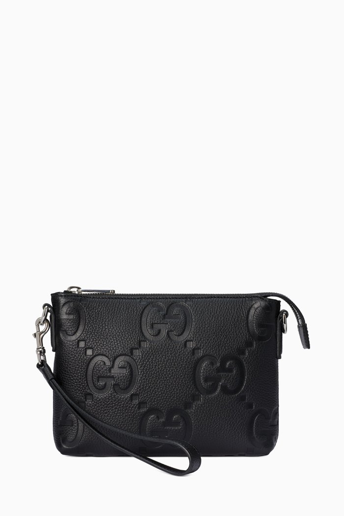 

Small Jumbo GG Messenger Bag in Leather, Black