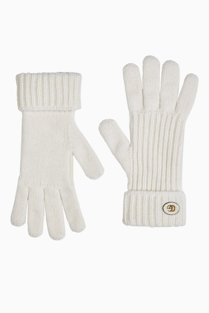 

Double G Gloves in Wool-cashmere Blend, White