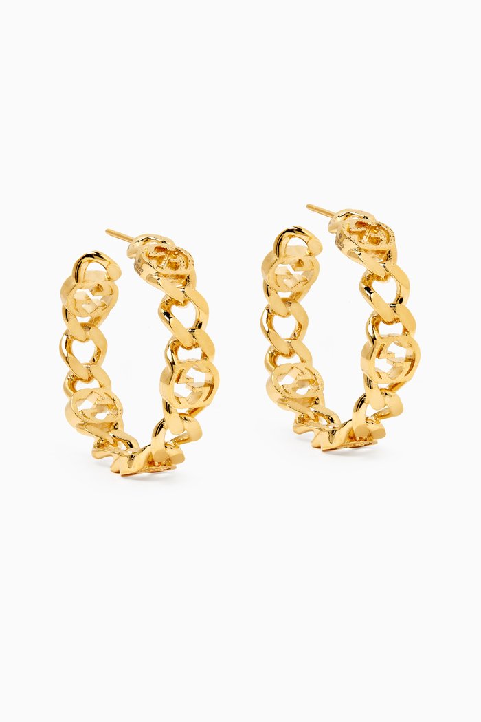 

GG Interlocking Hoop Earrings in Metal, Gold