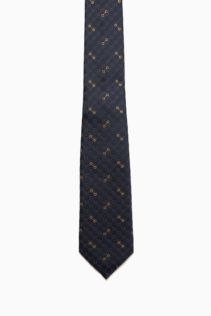 

GG Tie in Silk Jacquard, Blue