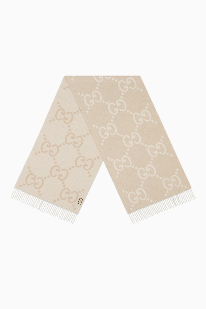 

GG Scarf in Cashmere Lamé, Neutral