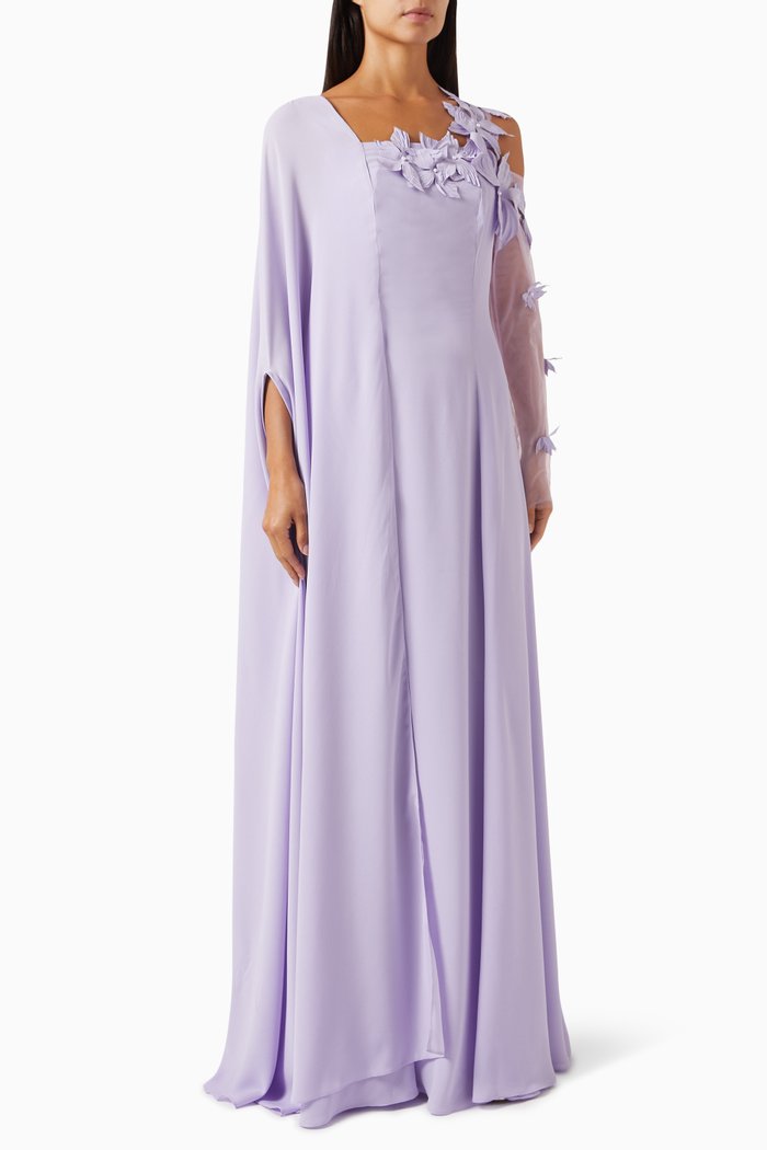

Laura 3D Floral-embellished Maxi Dress, Purple