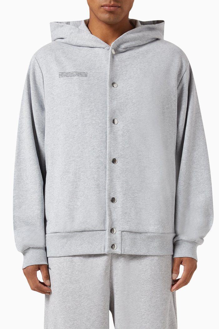 365 Snap-button Hoodie in Cotton, Grey