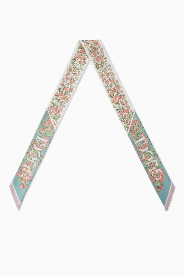 

Floral-print Neck Bow in Silk, Multicolour