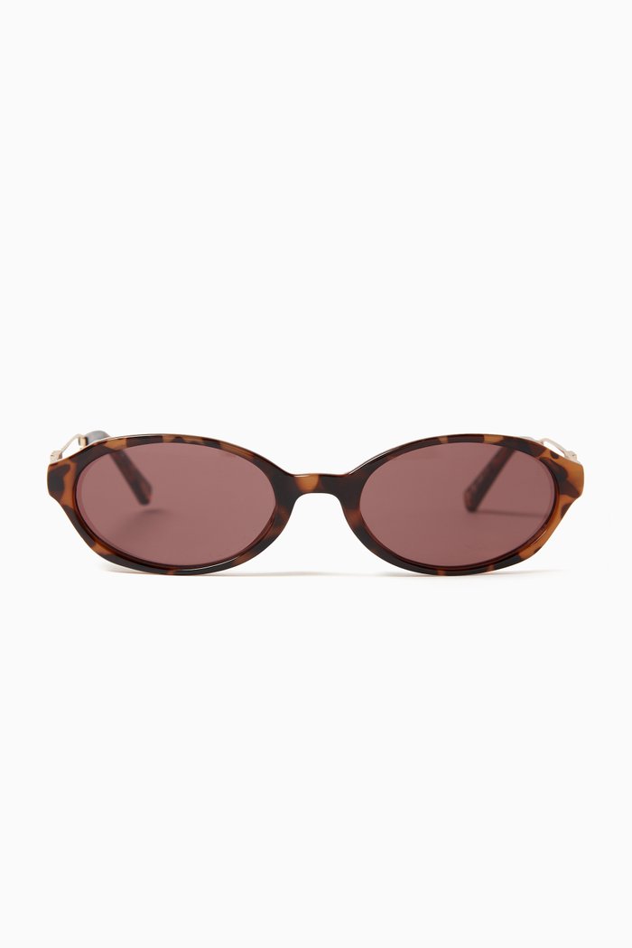 

Lunita Oval Sunglasses, Brown