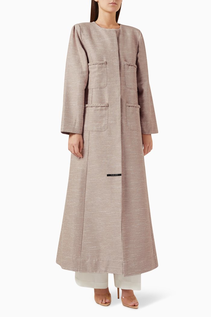 

Aria Pocket Abaya in Jacquard-twill, Neutral