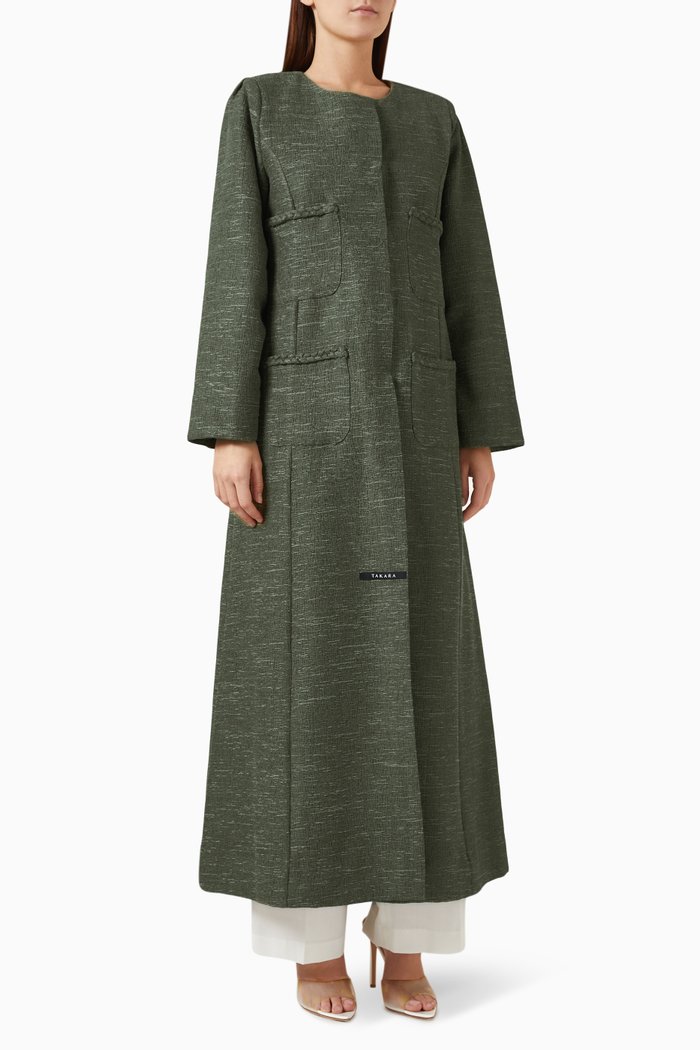 

Aria Pocket Abaya in Jacquard-twill, Green