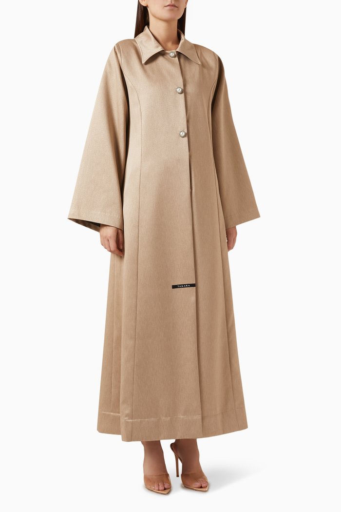 

Pearly Abaya in Silk Jacquard, Brown