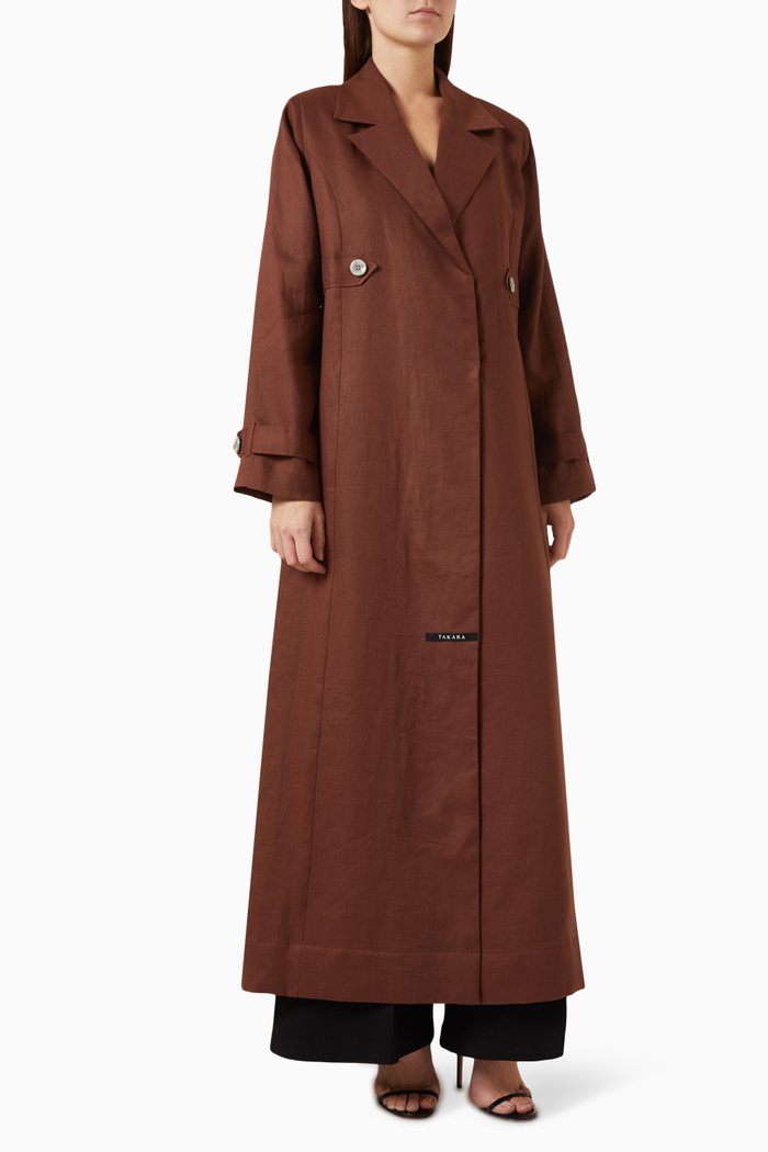 

Maroon Abaya in Linen, Brown
