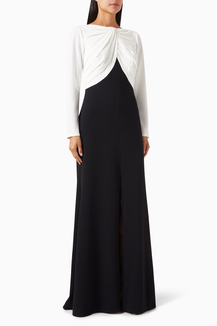 

Front-slit Gown in Stretch Crepe, Black